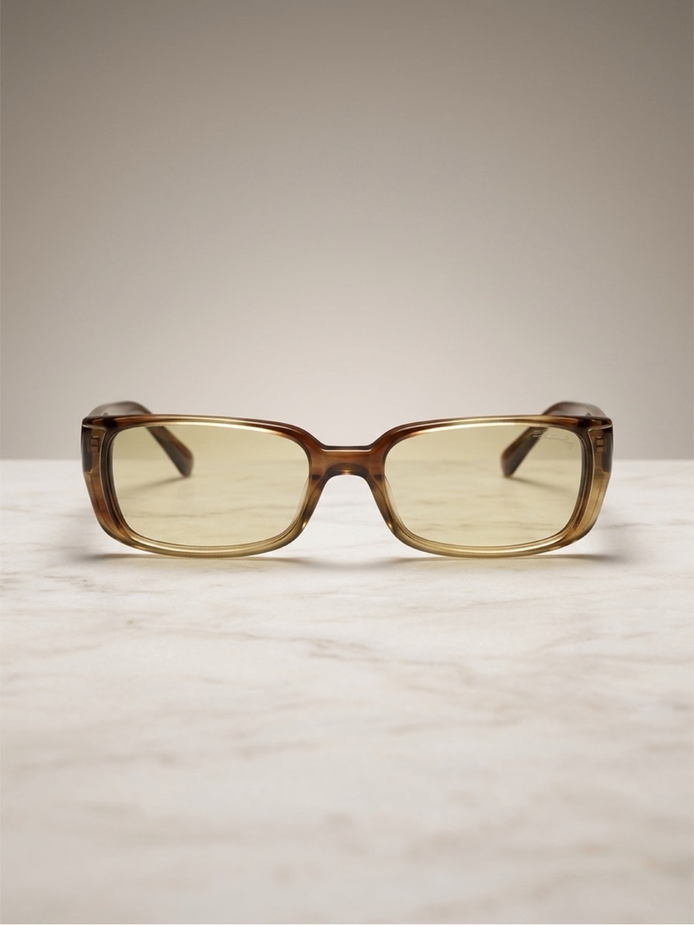 Versace Brown Frame with Yellow Lens Rectangular Sunglasses